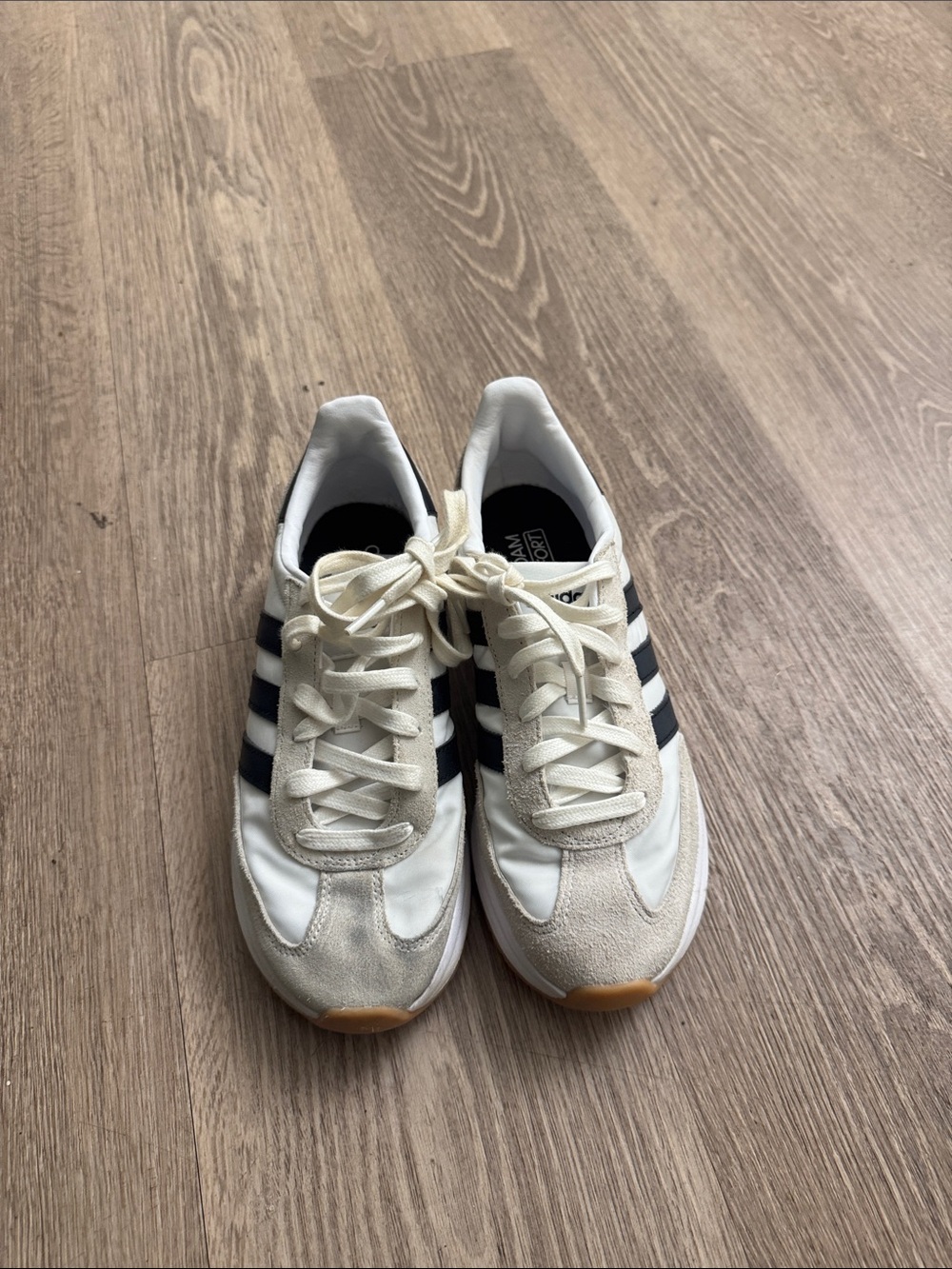 adidas Off-White Sneakers with Black Three-Stripes